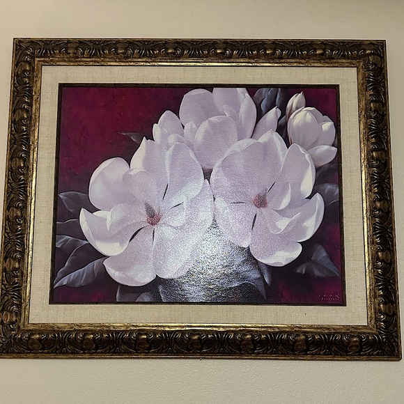 “Magnolia Crimson” by Igor Levashov floral canvas painting - Picture 1 of 5